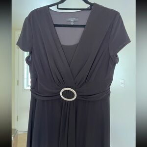 R&M RICHARDS Petite Little Black Dress Rhinestone Buckle Detail Sz 14P